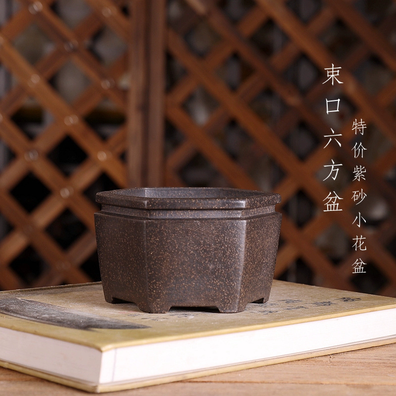 Bonsai Garden With Sand - Sześciokątny garnek do bonsai, fioletowy piasek,