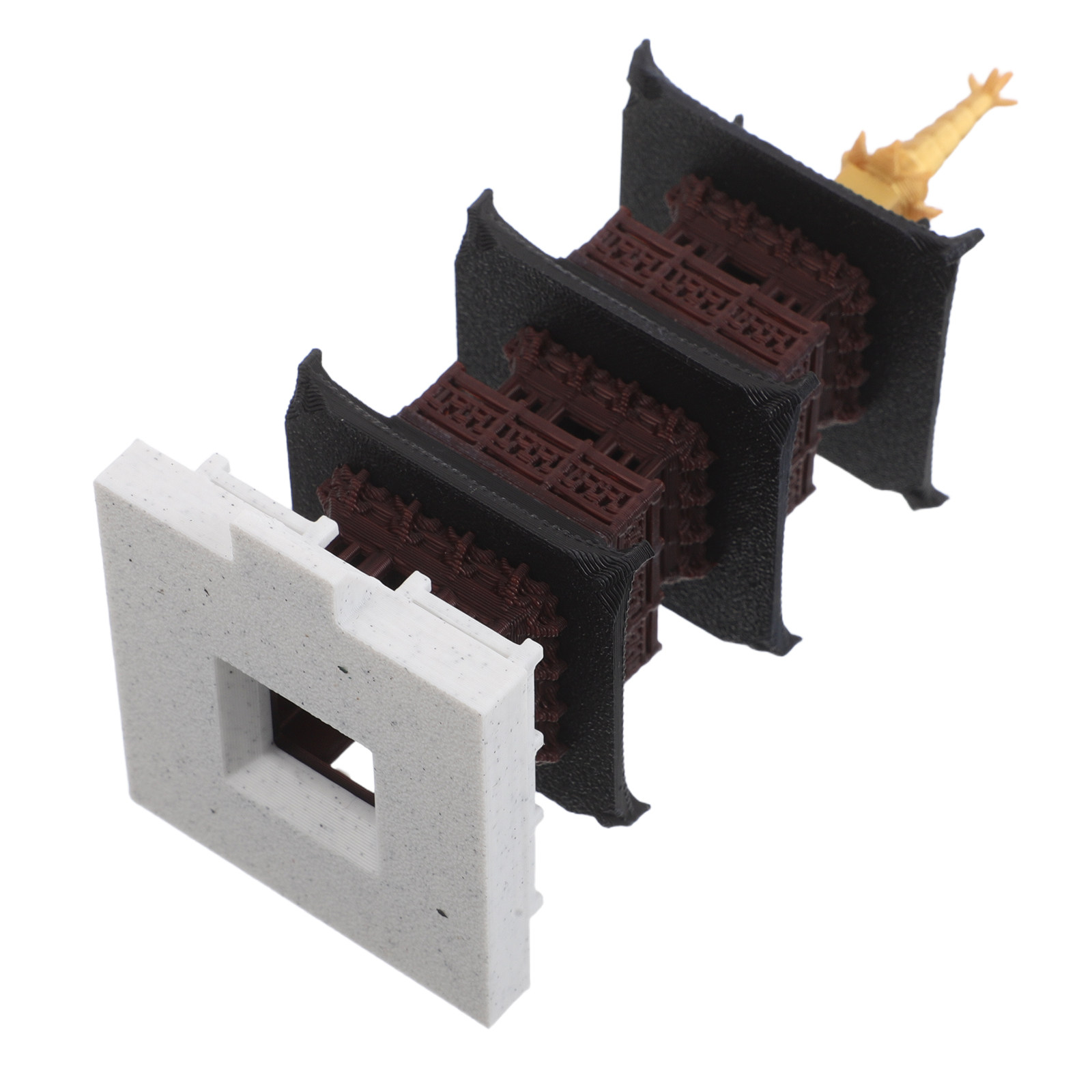 Bonsai Garden Set Up - Miniaturowa chińska pagoda - rzeźba, 3-poziomowa